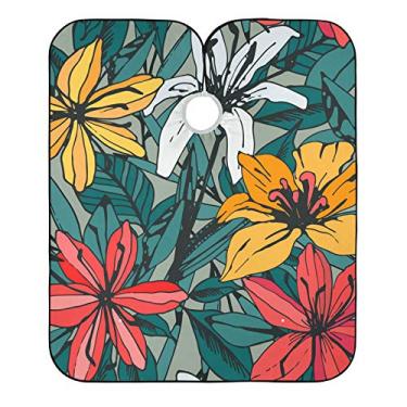 Imagem de Capa de barbeiro profissional Lily Flowers – Capa de salão impermeável para homens com alças ajustáveis para corte de cabelo, tintura de cabelo 139,7 cm x 165,1 cm