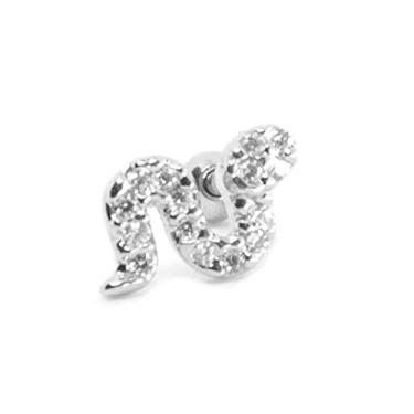 Imagem de Piercing Reto Cartilagem Cobra com Zircônias (mod. 2) - Aço Cirúrgico 316l