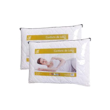 Imagem de Kit 2 Travesseiro Conforto Látex Slim + Capa Percal 180 Fios Zíper