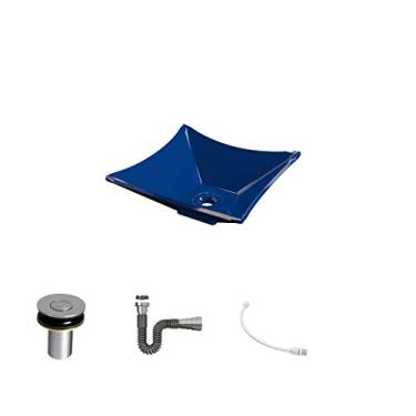 Imagem de Kit Cuba L30 C/Válvula Click 1''B (2,6cm) + Sifão Cromado + Flexível Azul Escuro