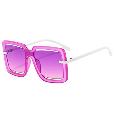 Imagem de Óculos de sol quadrados superdimensionados fashion femininos retrô oco com lente oceânica tons de óculos uv400 masculino laranja rosa óculos de sol, roxo branco roxo, como a imagem