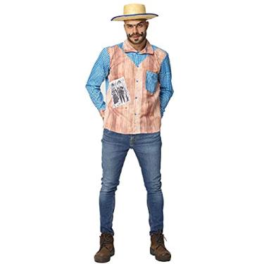 Imagem de Roupa Festa Junina Masculina Camisa Xadrez Manga Longa 38/50 (P 36-38)