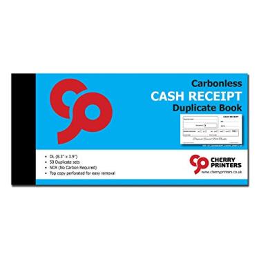 Imagem de Livro de recibos de dinheiro sem carbono cereja, 2 peças, com escudo de escrita de folha solta, 10 x 21 cm, 50 conjuntos