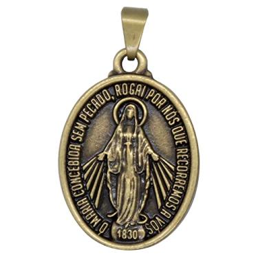 Imagem de VILLAGE GIFT IMPORTERS Medalha milagrosa Our Lady of Grace | Great Catholic for First Communion and Confirmation | Adicione pingente a uma corrente ou cordão | Acabamento antigo dourado, Metal, Sem