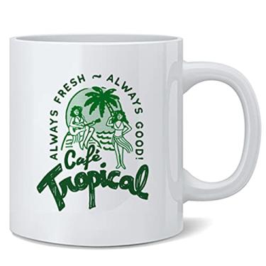 Imagem de Caneca de café de cerâmica com estampa de pôster Foundry Cafe Tropical Diner Funny Cute Presente divertido de novidade 340 g
