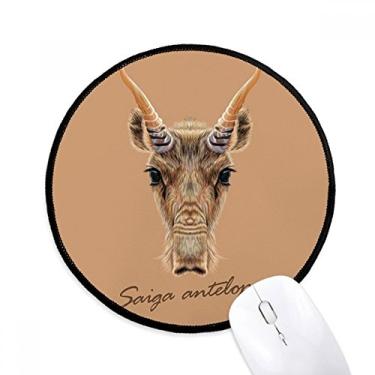 Imagem de Tapete de mouse marrom selvagem Saiga Antelope Animal Desktop Tapete redondo para computador