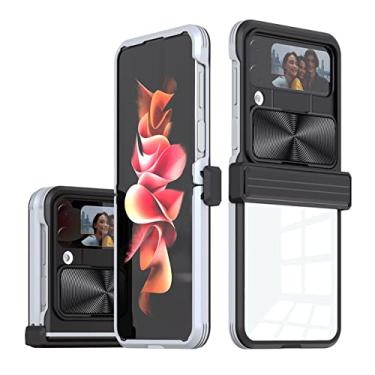Imagem de Capa de celular de acrílico anti-detonação para Samsung Galaxy Z Flip 4 5G Flip4 Zflip4 Slide Proteção da câmera Capa à prova de choque, preto e cinza, para Samsung Z Flip 4
