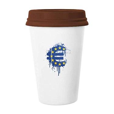 Imagem de Caneca de cerâmica com símbolo da União Monetária da União Europeia para copo de café