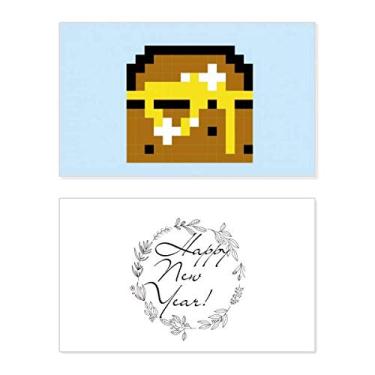 Imagem de Caixa de vela de verão com pixel para caça ao tesouro, ano novo, cartão de felicitações, mensagem de abençoe presente