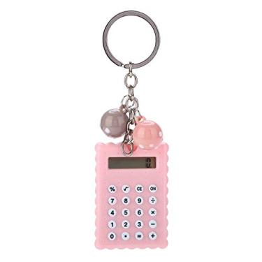 Imagem de cigemay Calculadora de bolso, calculadora de chaveiro, linda calculadora de chaveiro, para crianças e estudantes (rosa)
