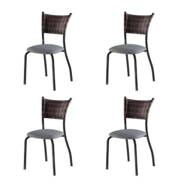 Imagem de Conjunto Com 4 Cadeiras Espanha V Cinza 89 Cm - Mais Decor