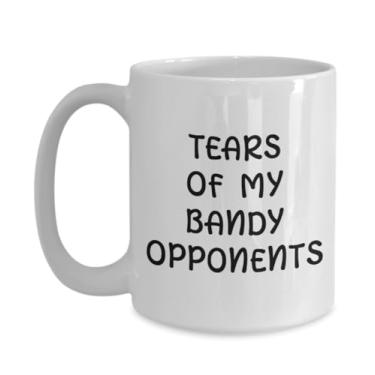 Imagem de Caneca de café Bandy Opponents Tears, Caneca de café para entusiastas Bandy, caneca de presente exclusiva para fã Bandy, caneca de café com brincadeira bandy, ideia de presente de aniversário de Natal (425 g)