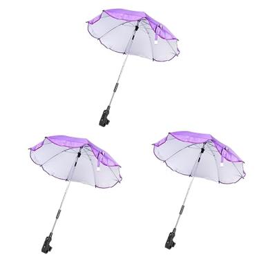Imagem de Toyvian 3 Pecas Guarda-chuva De Carrinho Guarda Sol Para Cadeira Guarda-chuva De Sombreamento Guarda-chuva De Sombra De Carrinhos Capota De Chuva Carrinho De Bebê Roxo Visor Solar