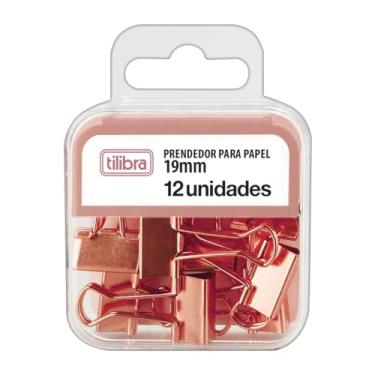 Imagem de Tilibra - Prendedor de Papel 19mm Ouro Rose 12 Unidades