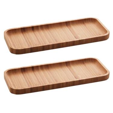 Imagem de Kit 2 Petisqueiras Bandeja Retangular De Bambu Hire Lyor 28 x 11 cm