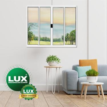 Imagem de Janela de Alumínio de Correr 100x150cm 4 Folhas sem Grade Plus Lux Esquadrias Branco