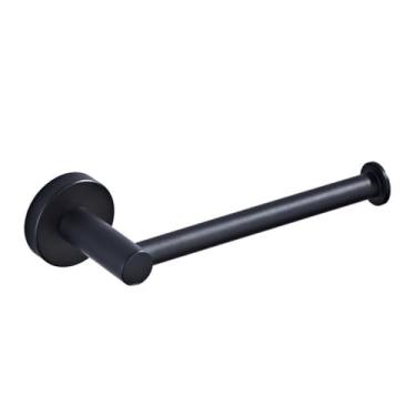 Imagem de Acessório de banho preto fosco, rack de barra de toalha de latão com cabide, suporte de rolo de papel higiênico, gancho para robe, secador de cabelo, prateleira, hardware de banheiro, suporte de rolo