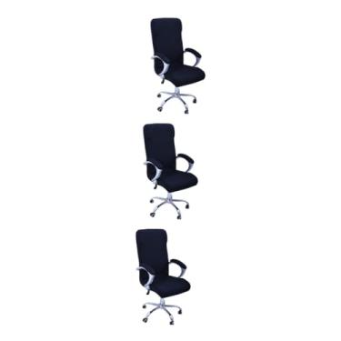 Imagem de SEWACC 3 Pecas Capa De Cadeira De Escritório Em Tecido Decoração De Casamento Chinês Toalhas De Mesa Pretas Capas De Cadeira Rotativas Cobrir Chefe Cadeira De Jogos Universal Girar