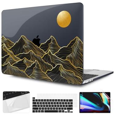 Imagem de TWOLSKOO Capa compatível com MacBook Pro 13 polegadas 2023-2016 A2338 M2/M1 A2251 A2289 A2159 A1989 A1706, capa rígida de plástico e película para teclado e protetor de tela - Golden Mountain