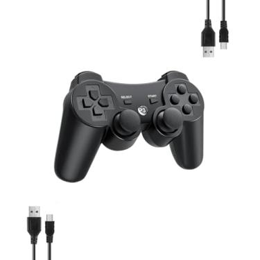 Imagem de Controle Para Play 3 Manete Joystick Analógico 360° Sem Fio Compatível com PS3 Wireless Bluetooth Preto Incluso Cabo Carregador V8 Playstation 3