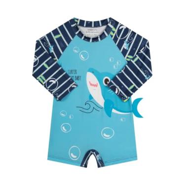 Imagem de Macacão Roupa Proteção Uv Praia Para Bebe Menino Masculino (BR, Alfa, G, Azul)