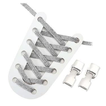 Imagem de Elastic Shoelaces Sneakers Mix And Match Colors No Tie Shoe Laces Children Adult Wide Fast Shoelaces(Silver)