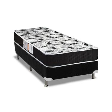 Imagem de  Cama Box Solteiro: Colchão Espuma D33 Luckspuma Supreme + Base CRC Suede Black(88x188)
