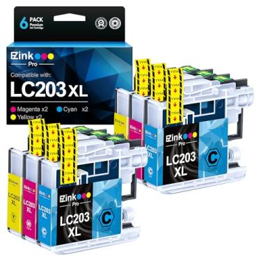 Imagem de E-Z Ink Pro Cartucho de tinta compatível com LC203 para Brother LC203XL LC203 XL para uso com MFC-J480DW MFC-J880DW MFC-J4420DW MFC-J680DW MFC-J885DW (2 ciano, 2 magenta, 2 amarelos, pacote com 6)