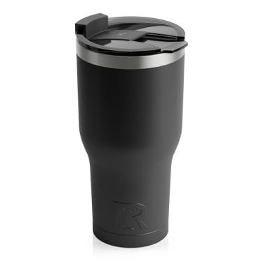 Imagem de RTIC Caneca de viagem de café de aço inoxidável com tampa isolada, à prova de derramamento, bebida quente e fria, copo térmico portátil para carro, acampamento, preto