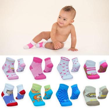Imagem de Kit baby feliz 12 pares de meias de bebê em aldodão meia infantil meni