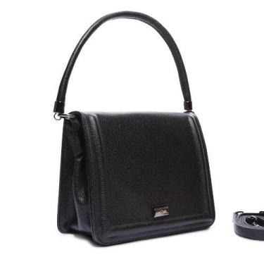 Imagem de Bolsa pequena estruturada em couro modelo marisa - morangata, Preto