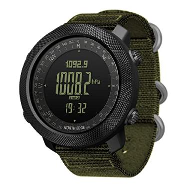 Imagem de North Edge Apache Relógio digital esportivo tático masculino, bússola militar de sobrevivência ao ar livre, robusto, com pulseira durável, pedômetro rastreador de passos e calorias (verde)