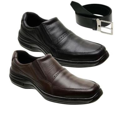 Imagem de Kit 2 Sapatos Social Gmm Ortopédico em Couro com Cinto Masculino - Gmm
