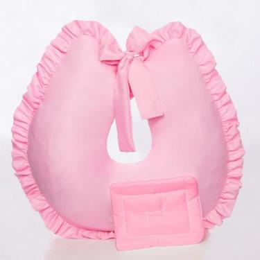 Imagem de Almofada Amamentação com Apoio para Bebê 02 peças - Miguel Baby, Rosa