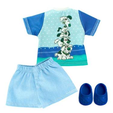 Imagem de Kit Roupa de Boneca Baby Alive e Little Mommy Shorts Camisa Dogs Laço 