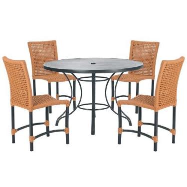 Imagem de Mesa Ascoli 100 Cm com 4 Cadeiras Cannes de Alumínio, Pintura Preta e 