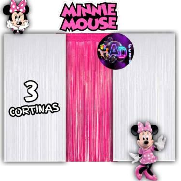 Imagem de kit: 3 Cortina Metalizada Decoração Mickey ou Minnie, Festa , Aniversá