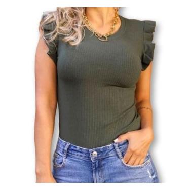 Imagem de blusa feminina canelada regata babado super macia - filó modas, Fúcsia