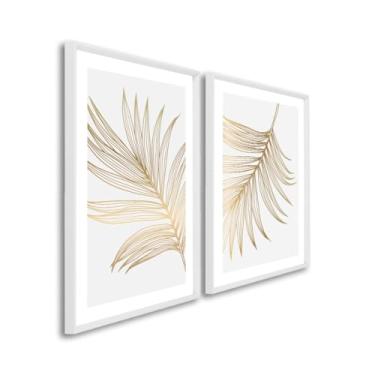 Imagem de Quadro Decorativo Duo Folha Dourada, Elegante (Branco, 60x90, S/Vidro)