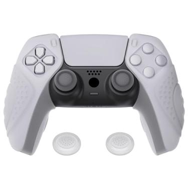 Imagem de PlayVital Guardian Edition Capa ergonômica de silicone para controle macio para ps5 compatível com estação de carregamento, capas protetoras de borracha com tampas de polegar para controle ps5 -