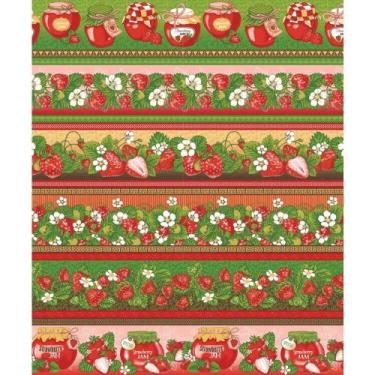Imagem de Tecido Estampado Para Patchwork - Barrados Morangos Cor 2404 (0,50X1,4