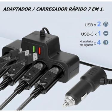 Imagem de Carregador De Carro Hub Usb Divisor De Energia Carregador Veicular Ada