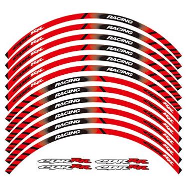 Imagem de Adesivo de aro externo de motocicleta com 43 cm para aro frontal e traseiro para Honda CBR250RR CBR400RR CBR600RR CBR1000RR todos os anos (vermelho)