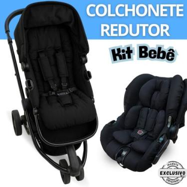 Imagem de Kit Colchonete Carrinho + Redutor Bebê Conforto Almofada Protetor Ninh