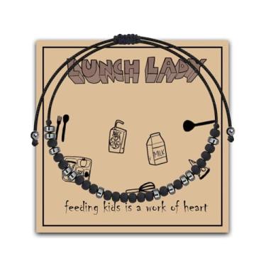 Imagem de MAOFAED Pulseira Lunch Lady Morse Code para almoço feminino esquadrão, presente de funcionário de cafeteria, presente de agradecimento dama de almoço, Aço inoxidável, Sem Pedra Preciosa