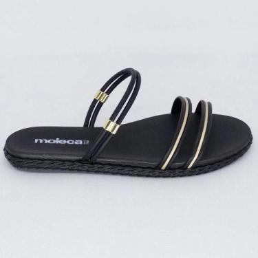 Imagem de Sandalia Rasteira Moleca Feminina Flatform Casual Tiras - Preto, Preto