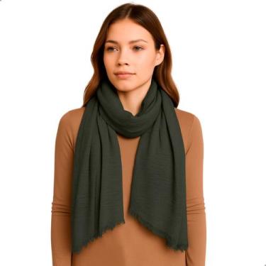 Imagem de Cachecol Feminino Pashmina Xale Tipo Manta Toque Macio Com Franjas 175