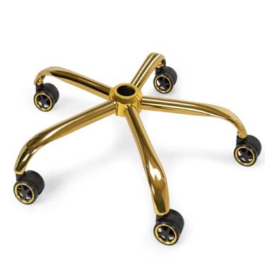 Imagem de Frassie Substituição de base de cadeira de escritório com rodas, base de cadeira de metal resistente de 1,134 kg, peça de substituição universal para cadeira de mesa de 71 cm (ouro)