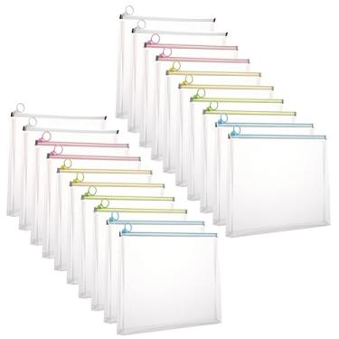 Imagem de 20 pacotes de envelopes de plástico transparente com zíper 23 x 13 letras pasta de papel para documentos