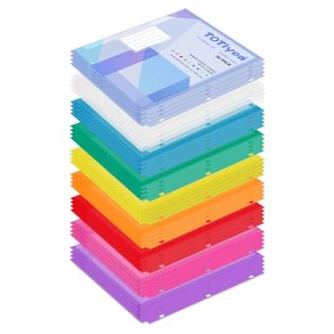 Imagem de TOTiyea Pacote com 36 pastas de bolso com 3 furos, bolso para fichário, pastas de plástico de alta capacidade com fecho apertado, tamanho carta, cores sortidas